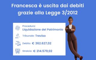 Francesca è uscita dai debiti grazie alla Legge 3/2012